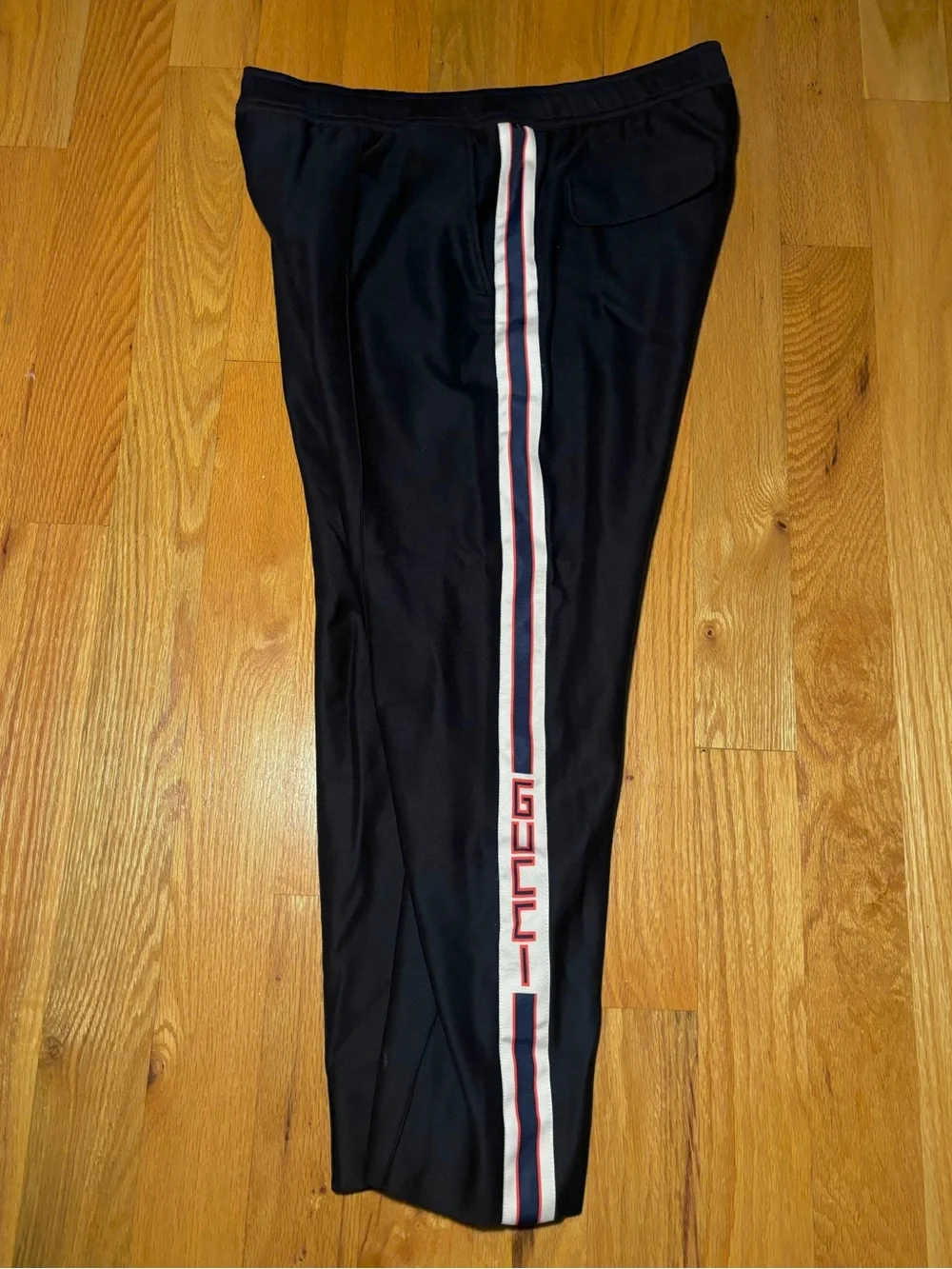 Gucci Logo Tape Runway Pants Midnight Navy Red🔥
